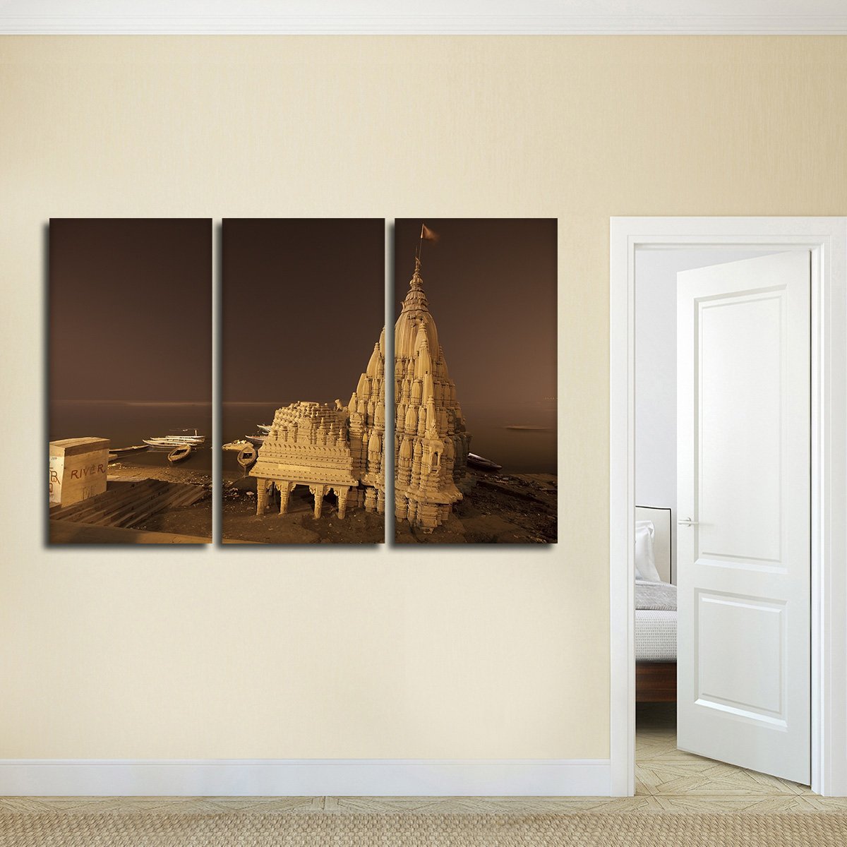 Ganges River At Night Multi Panel Canvas Wall Art