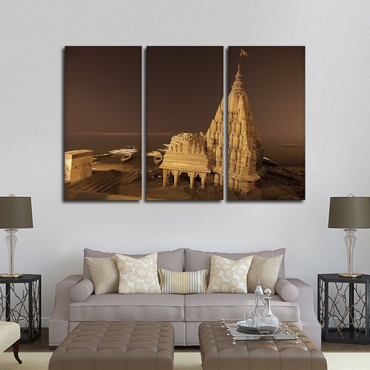 Ganges River At Night Multi Panel Canvas Wall Art