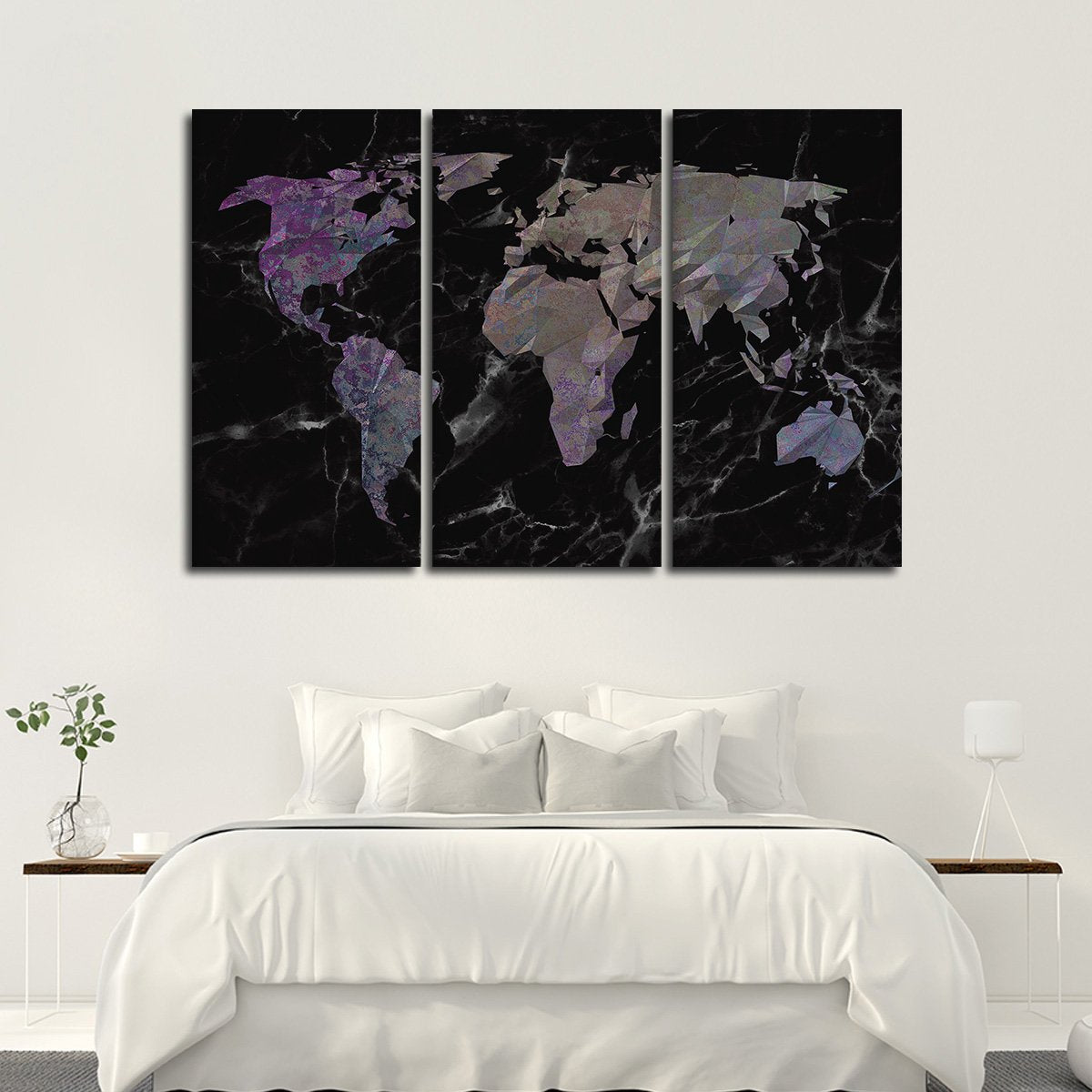 Geo Black Marble World Multi Panel Canvas Wall Art