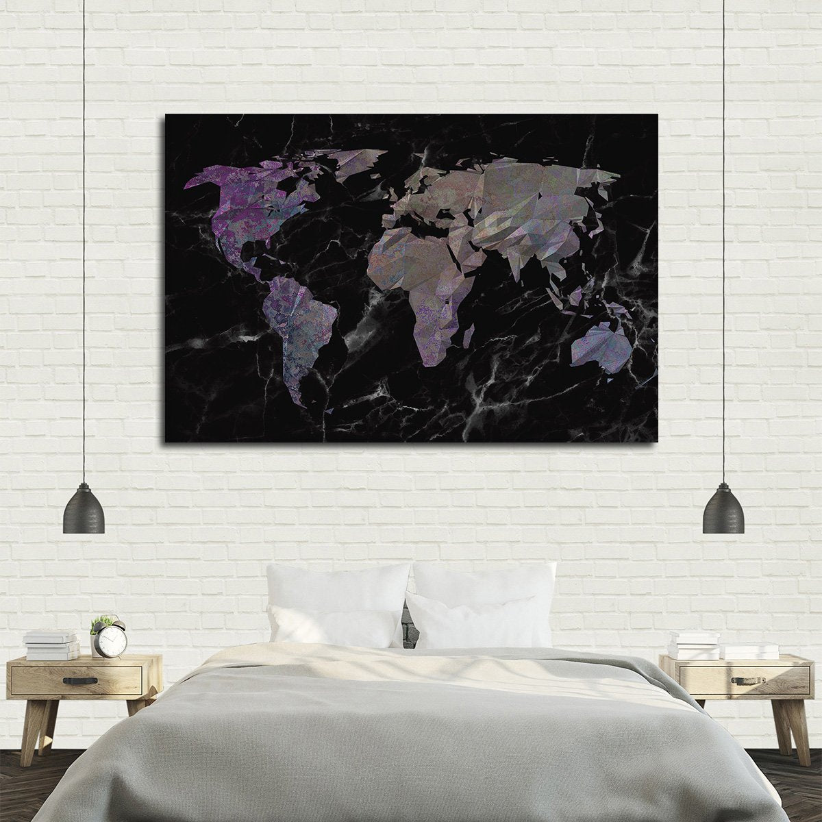 Geo Black Marble World Multi Panel Canvas Wall Art