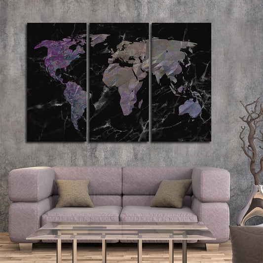 Geo Black Marble World Multi Panel Canvas Wall Art