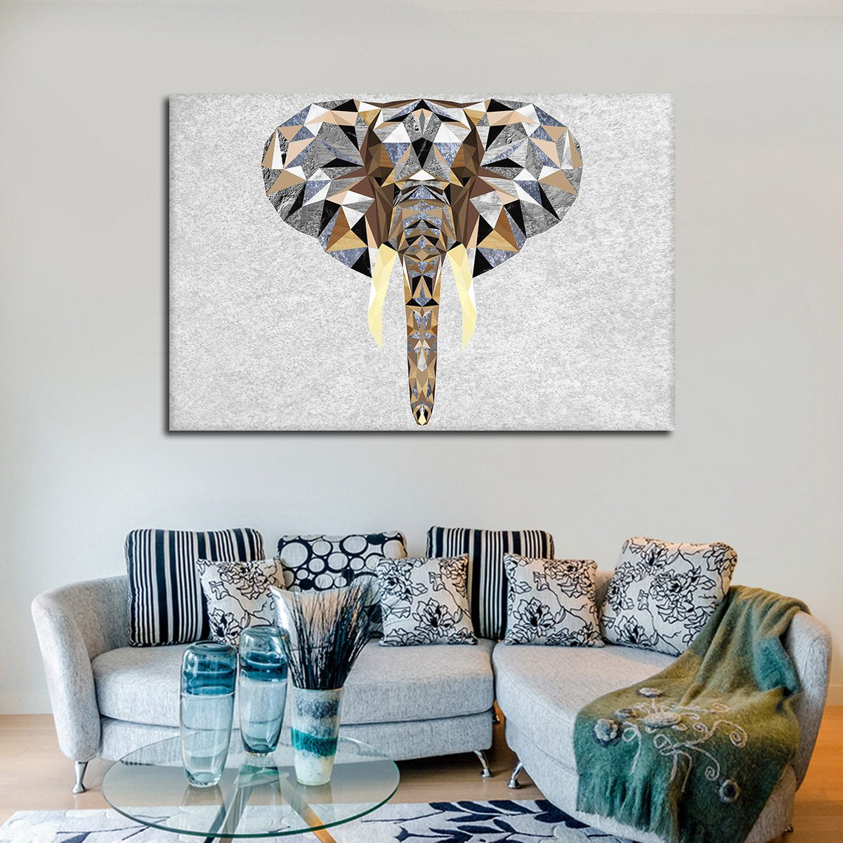 Geo Elephant Multi Panel Canvas Wall Art