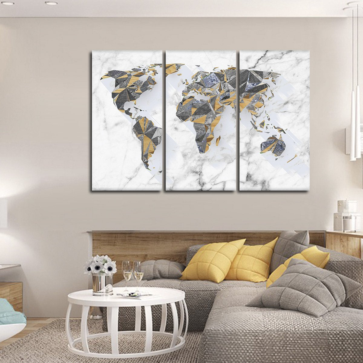 Geo Marble World Multi Panel Canvas Wall Art