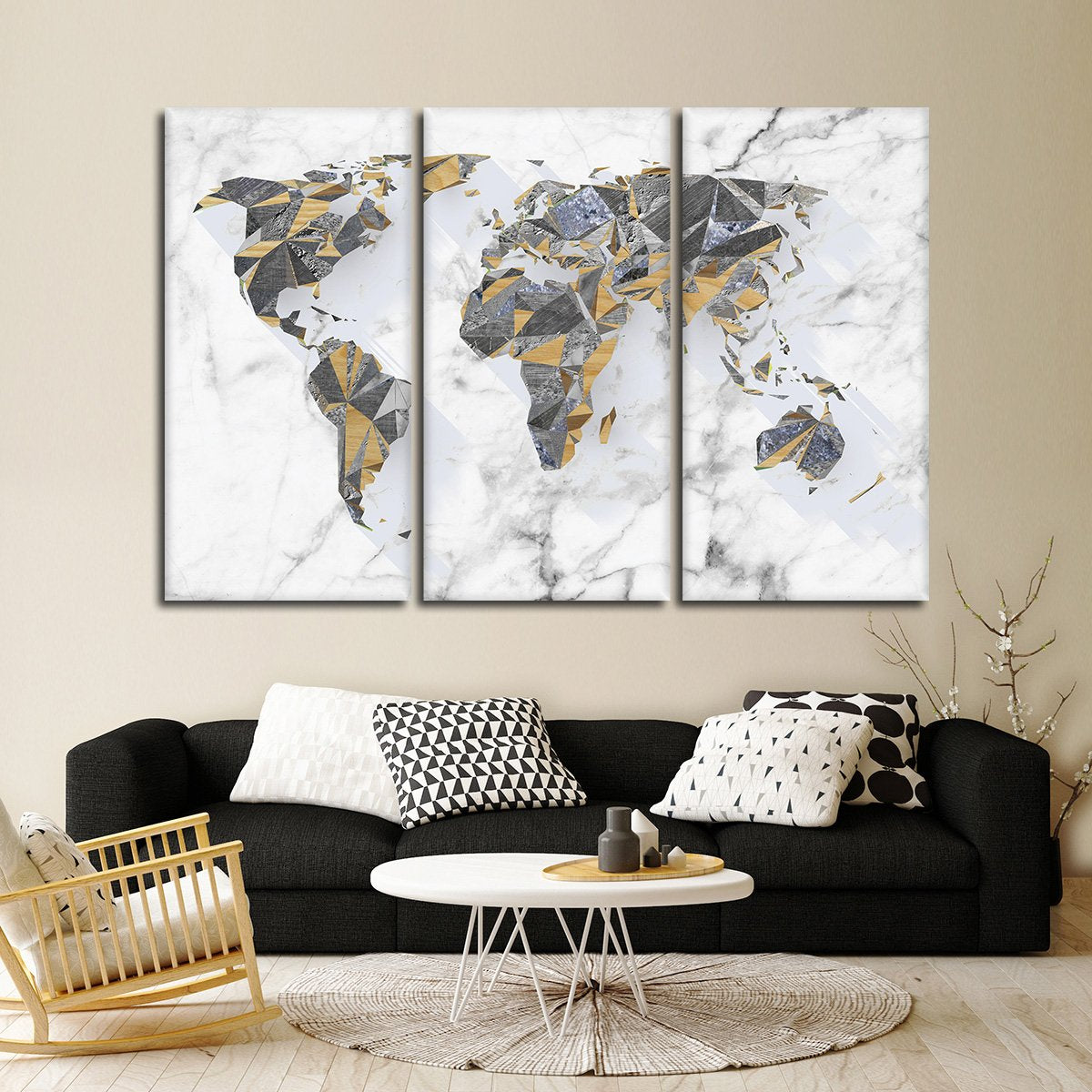 Geo Marble World Multi Panel Canvas Wall Art