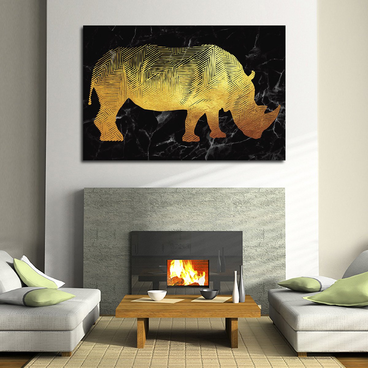 Geo Rhino Multi Panel Canvas Wall Art