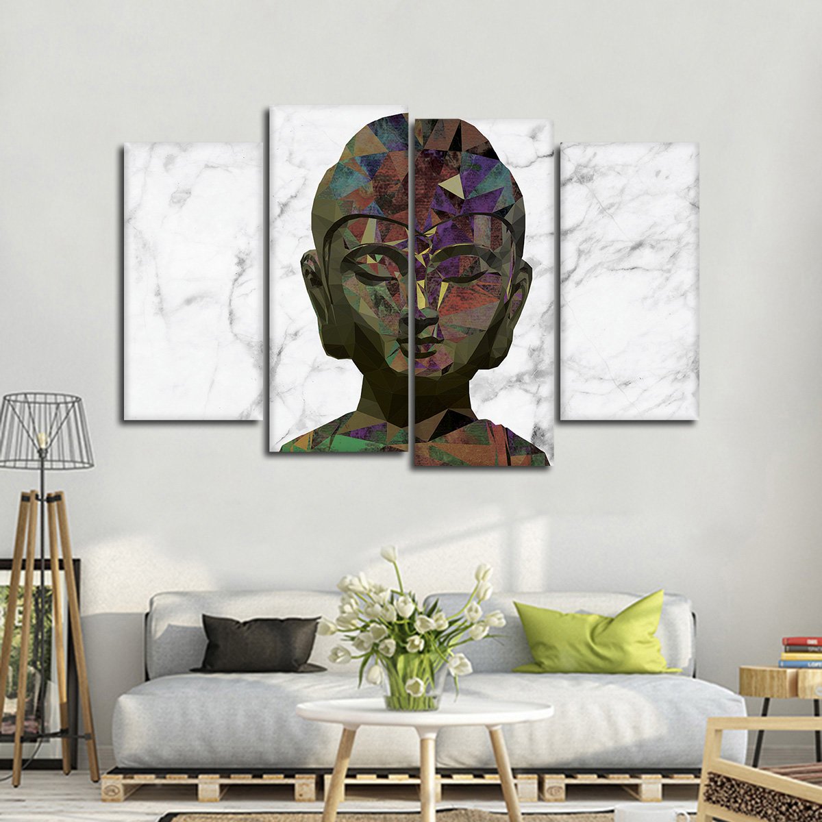 Geometric Buddha Multi Panel Canvas Wall Art