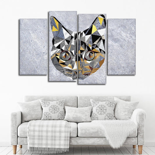 Geometric Cat Multi Panel Canvas Wall Art