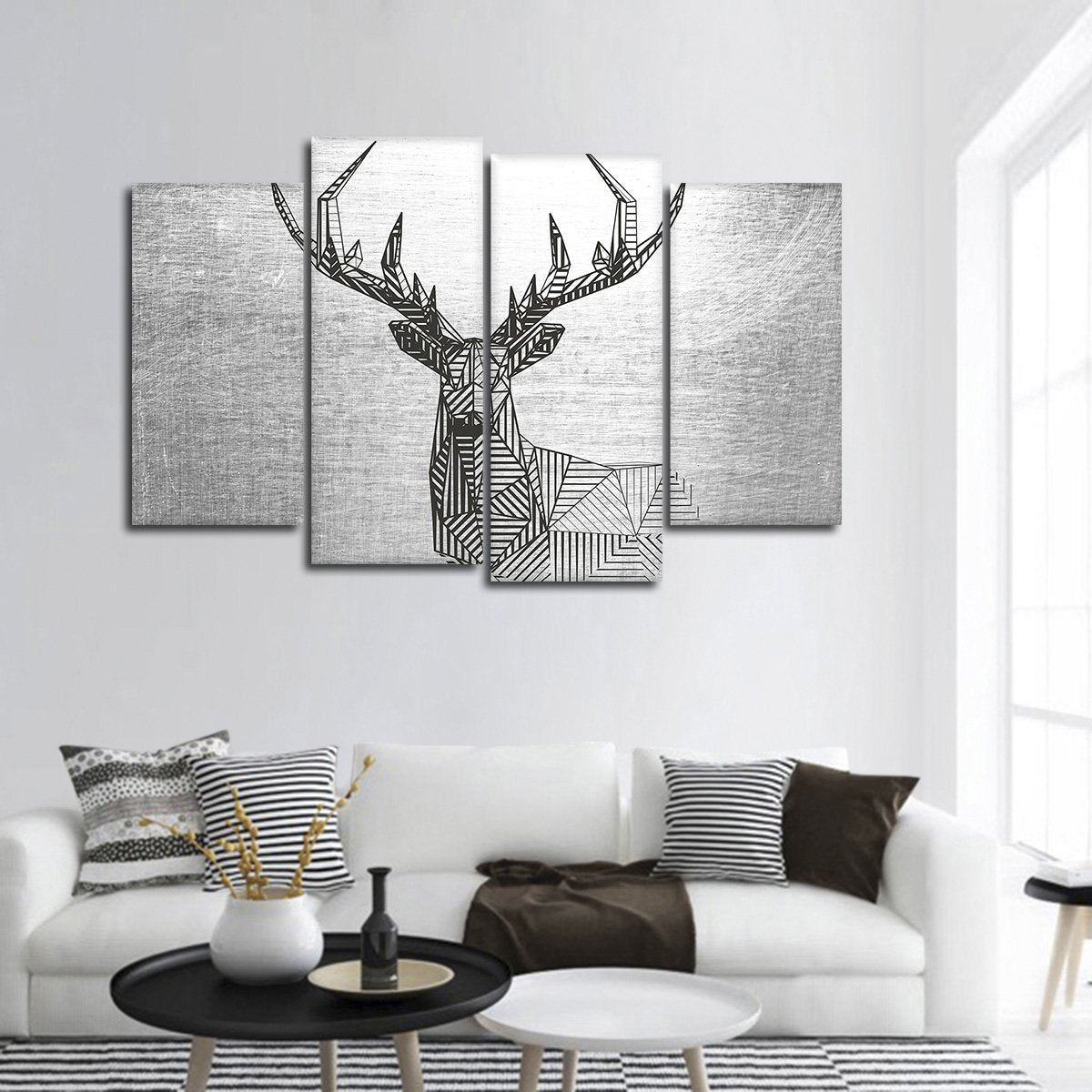 Geometric Deer Multi Panel Canvas Wall Art