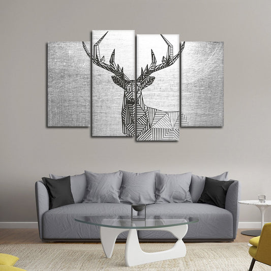 Geometric Deer Multi Panel Canvas Wall Art