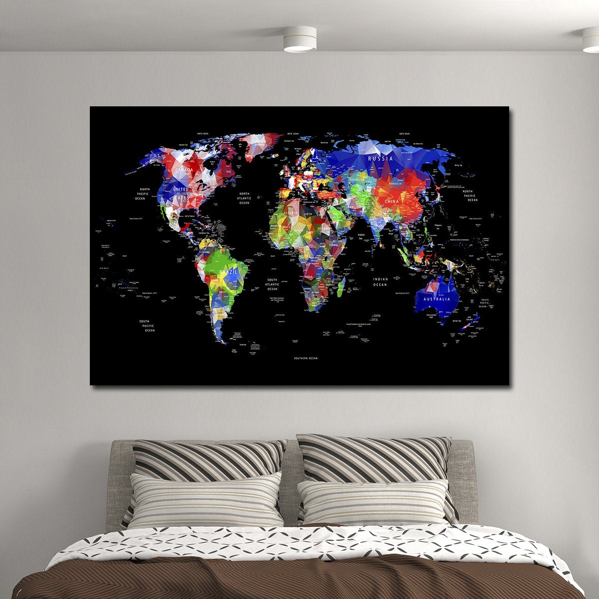 Geometric Map Multi Panel Canvas Wall Art