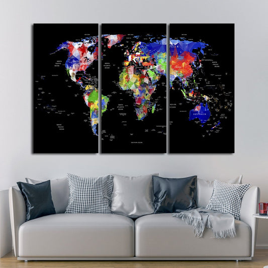 Geometric Map Multi Panel Canvas Wall Art