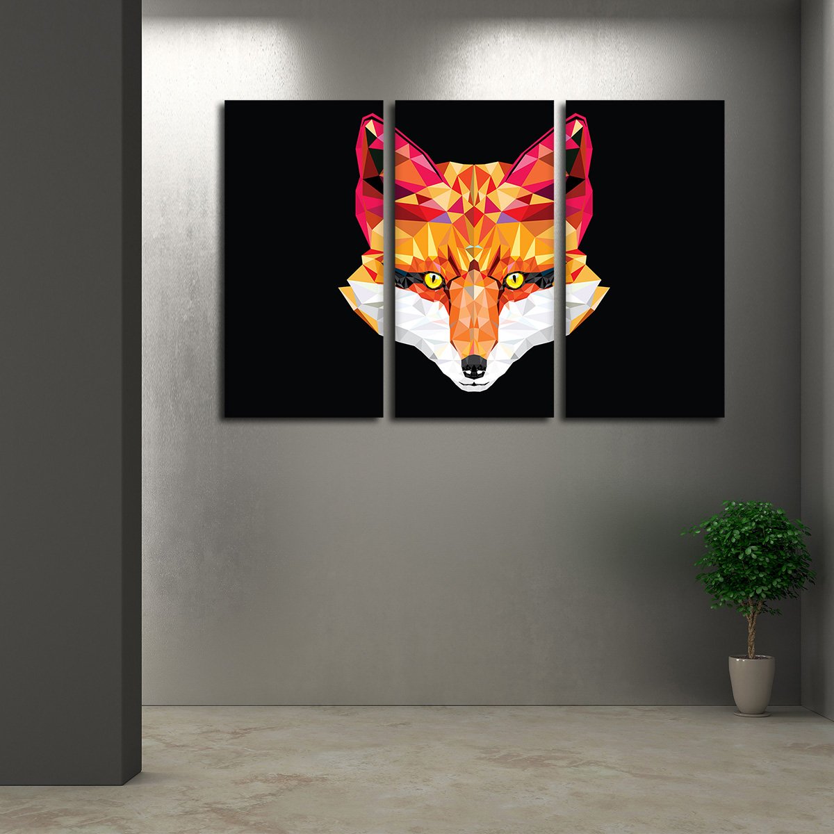 Geometric Fox Multi Panel Canvas Wall Art