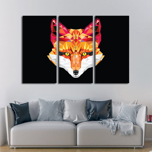 Geometric Fox Multi Panel Canvas Wall Art