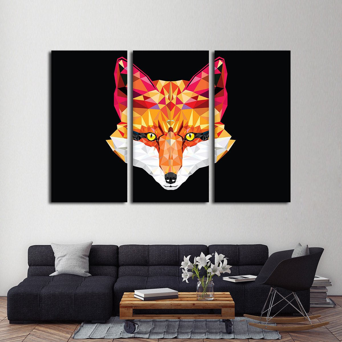 Geometric Fox Multi Panel Canvas Wall Art