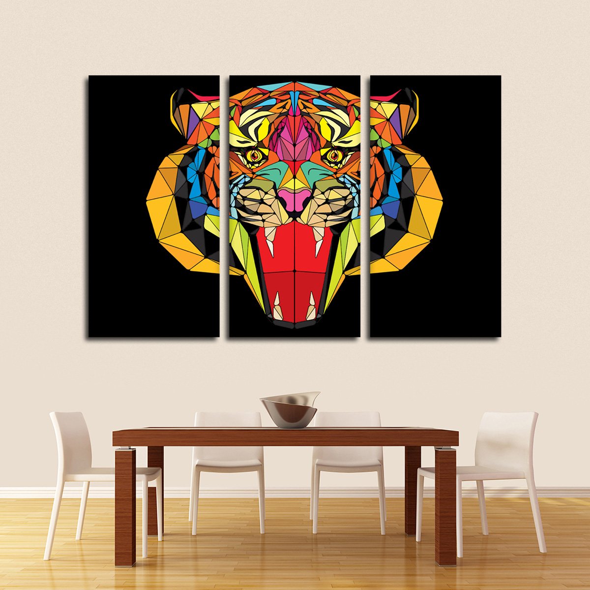 Geometric Tiger Multi Panel Canvas Wall Art
