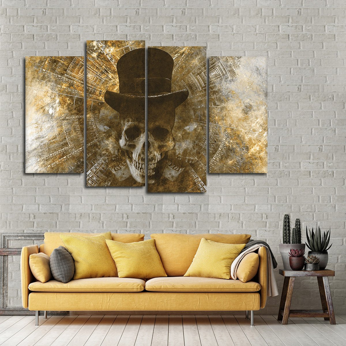 Ghostly Top Hat Skull Multi Panel Canvas Wall Art