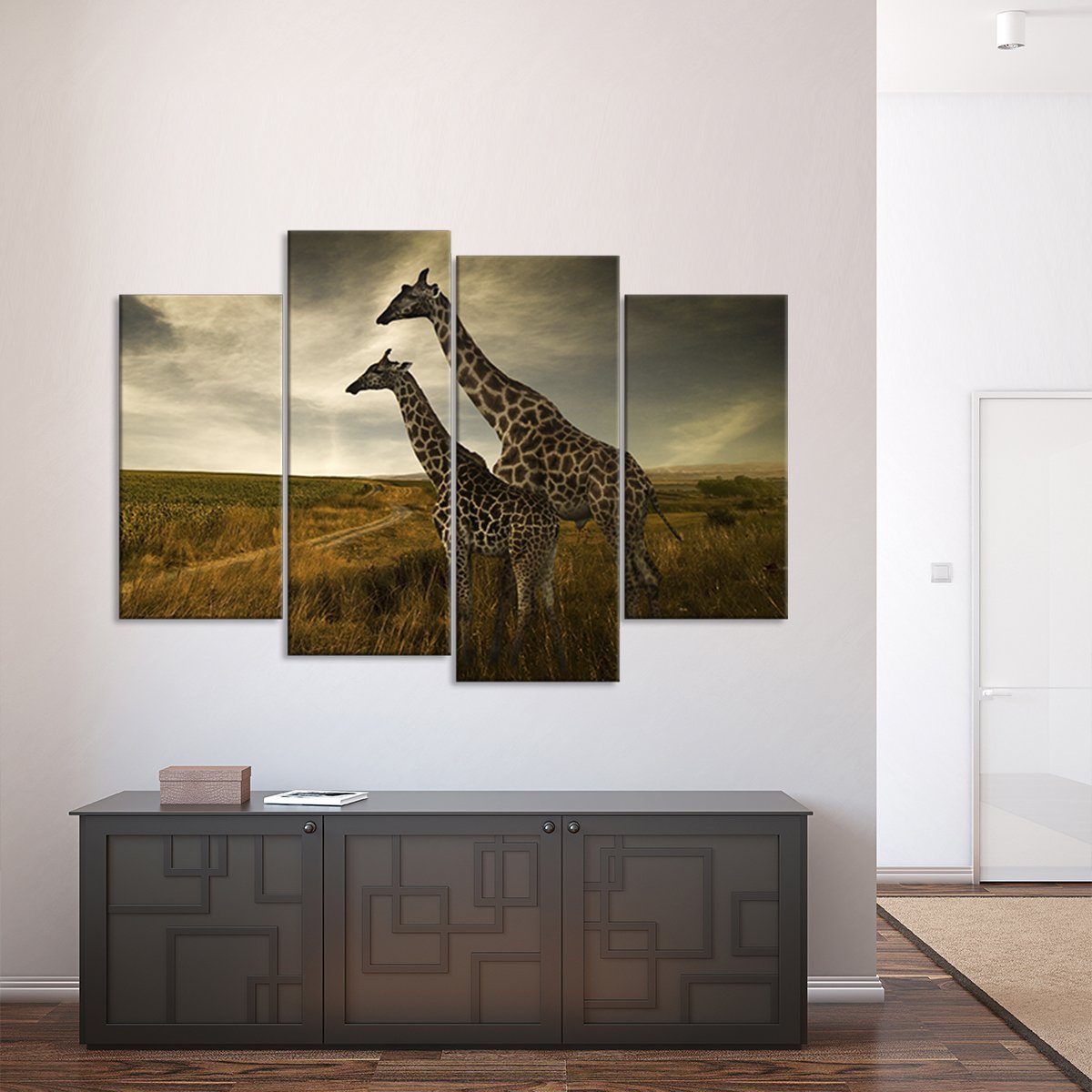 Giraffe Family Multi Panel Canvas Wall Art