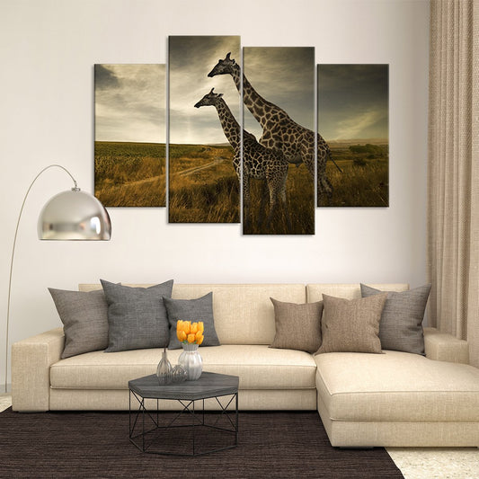 Giraffe Family Multi Panel Canvas Wall Art