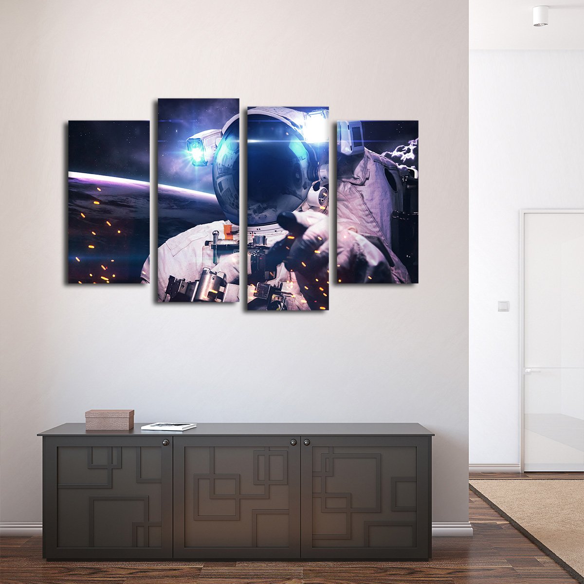 Glowing Astronaut Multi Panel Canvas Wall Art