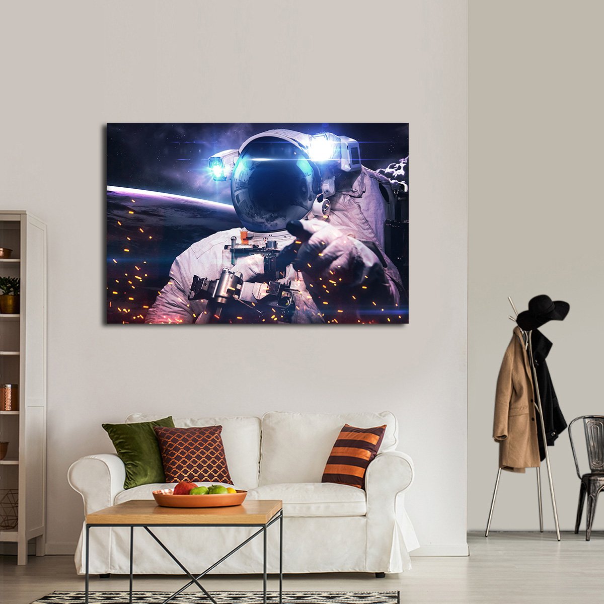 Glowing Astronaut Multi Panel Canvas Wall Art