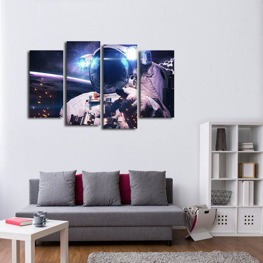 Glowing Astronaut Multi Panel Canvas Wall Art