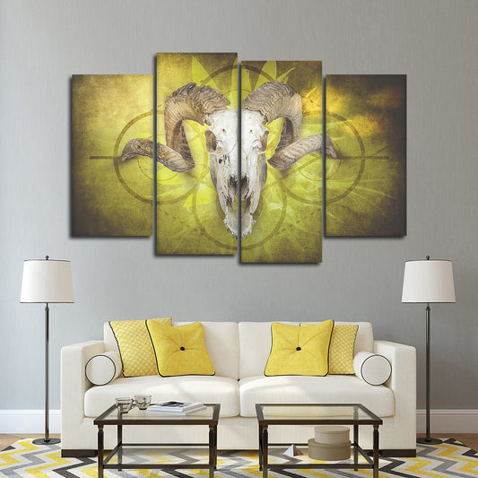 Glowing Ram Skull Multi Panel Canvas Wall Art