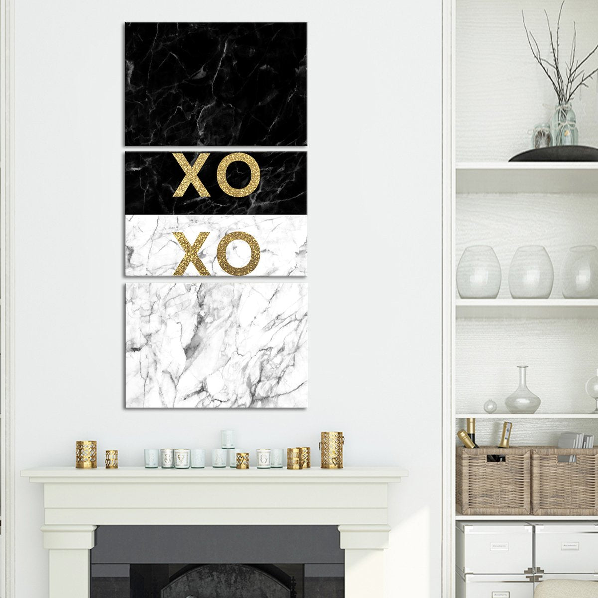 Gold XOXO Multi Panel Canvas Wall Art