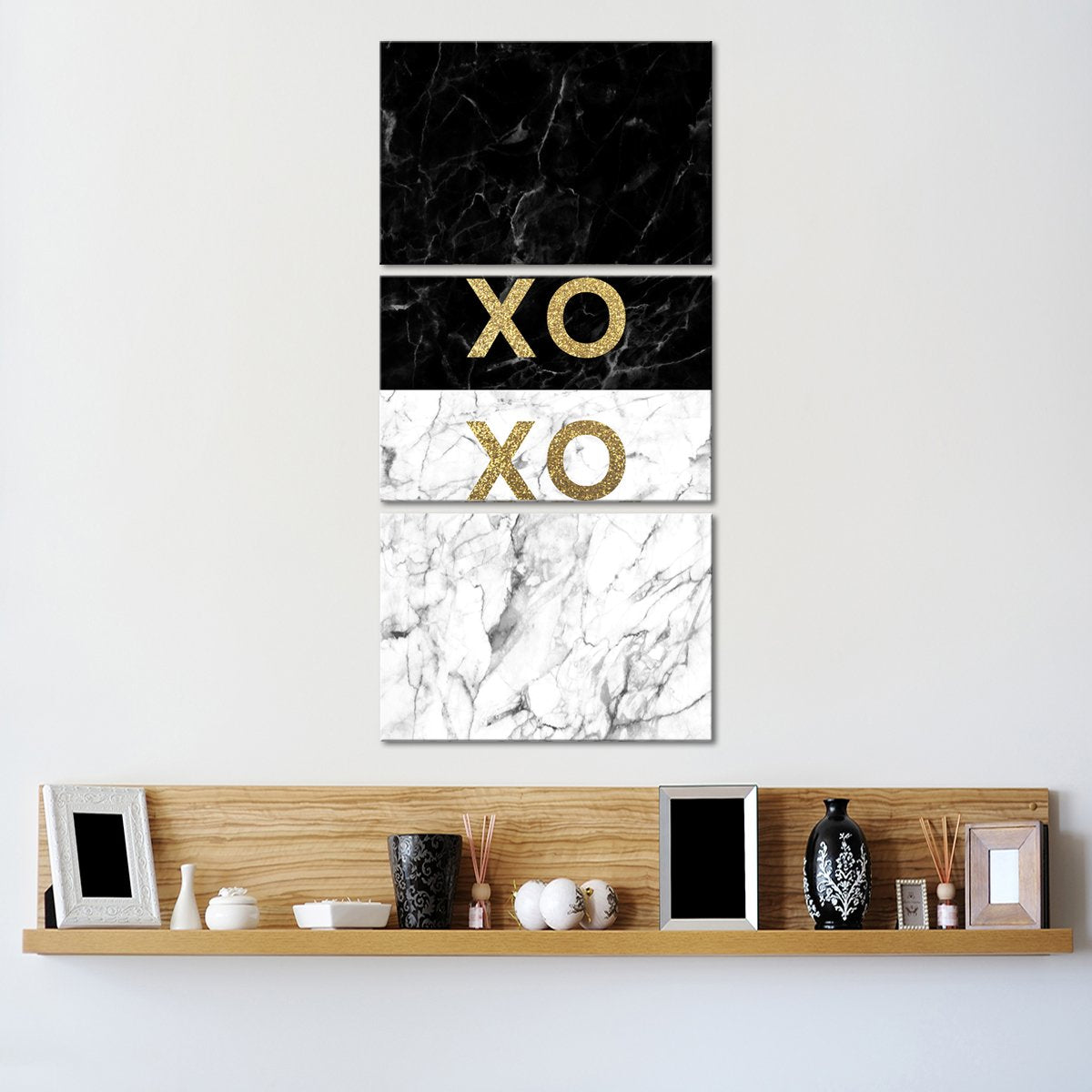 Gold XOXO Multi Panel Canvas Wall Art