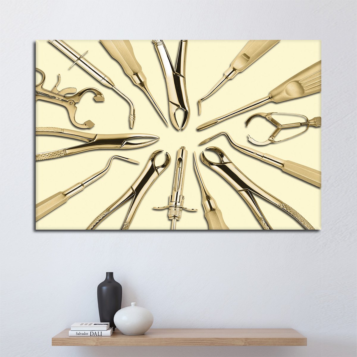 Golden Dental Tools Multi Panel Canvas Wall Art