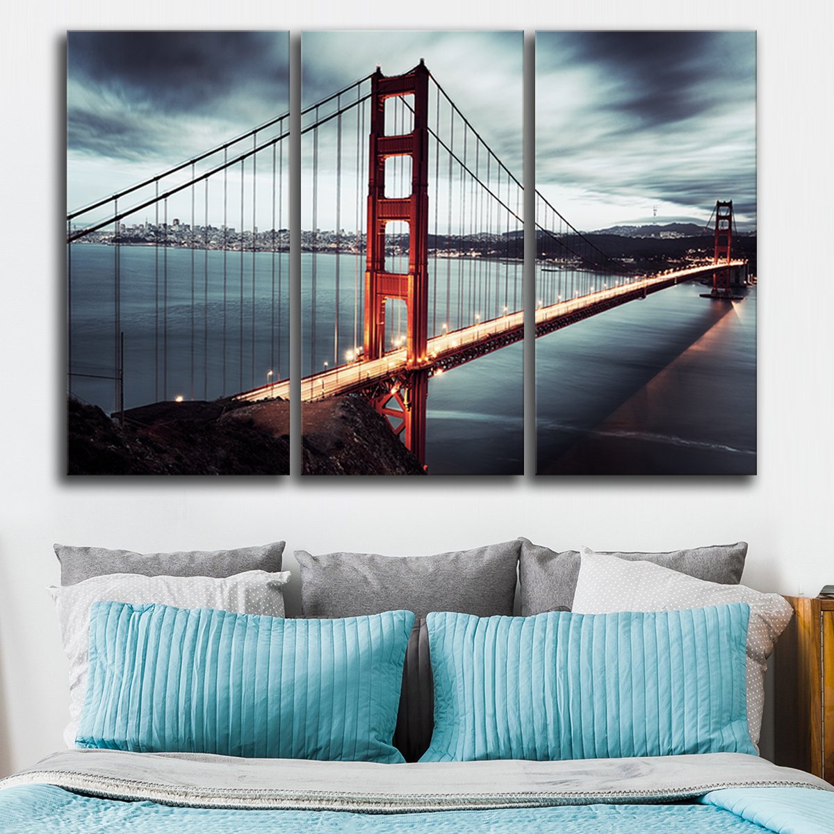 Golden Gate at Twilight Multi Panel Canvas Wall Art