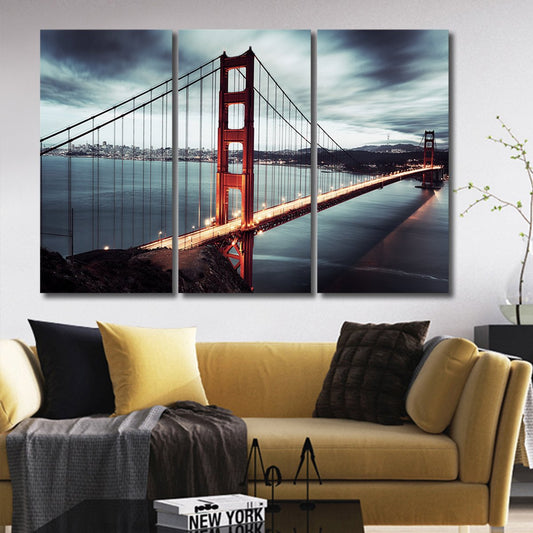 Golden Gate at Twilight Multi Panel Canvas Wall Art