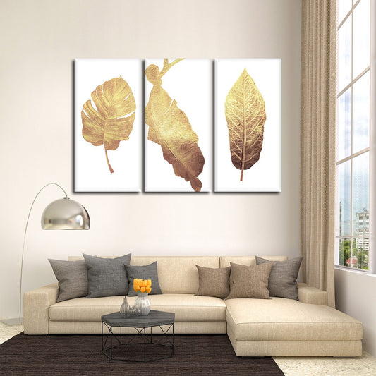Golden Leaves Multi Panel Canvas Wall Art
