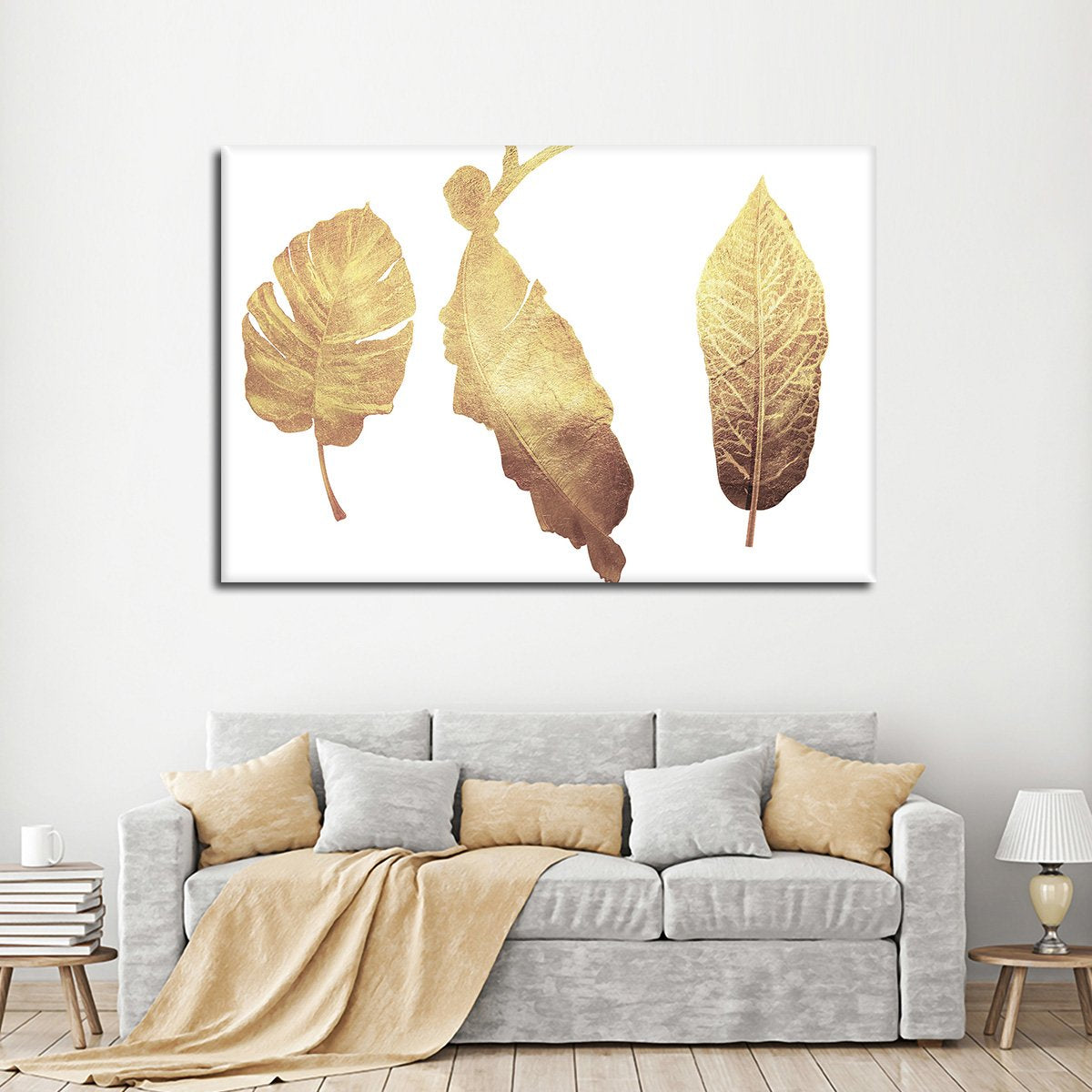 Golden Leaves Multi Panel Canvas Wall Art