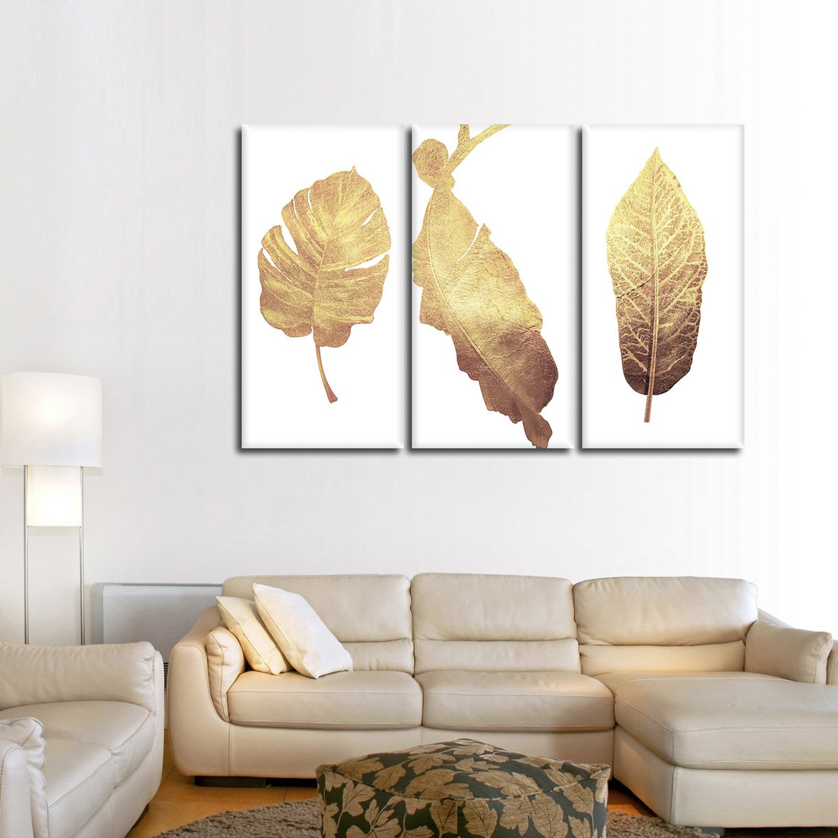 Golden Leaves Multi Panel Canvas Wall Art