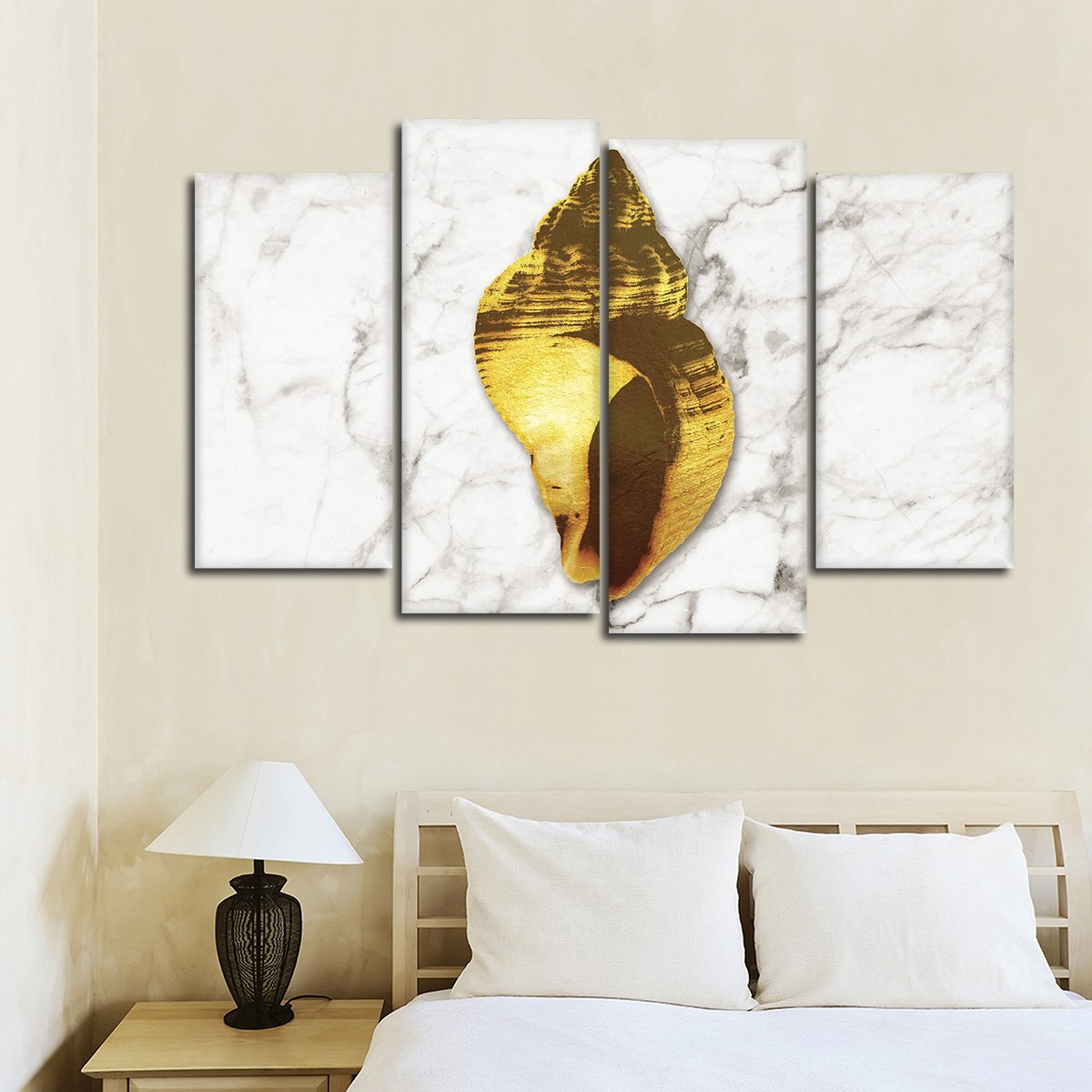 Golden Shell Multi Panel Canvas Wall Art