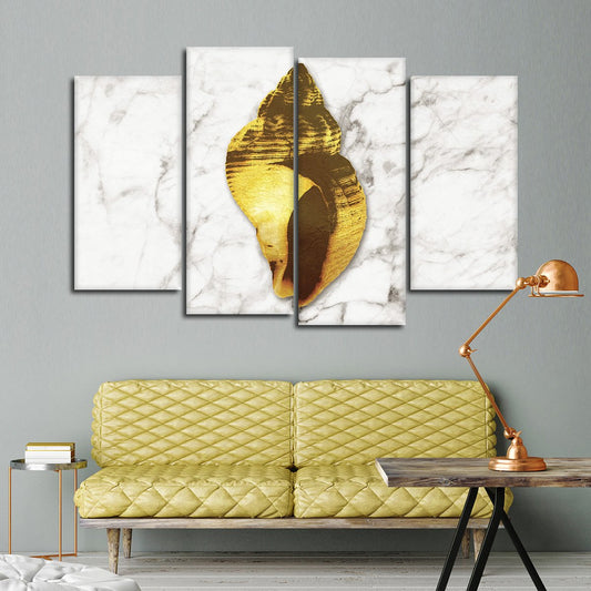 Golden Shell Multi Panel Canvas Wall Art