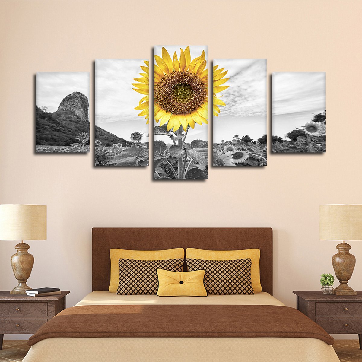 Golden Sunflower Pop Multi Panel Canvas Wall Art