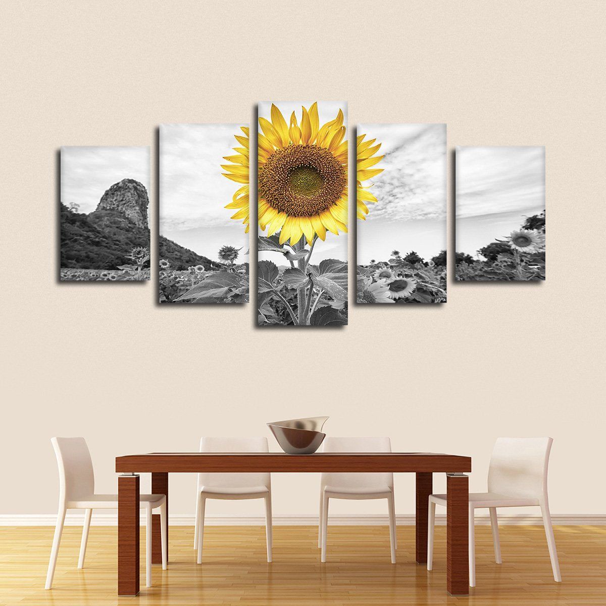 Golden Sunflower Pop Multi Panel Canvas Wall Art