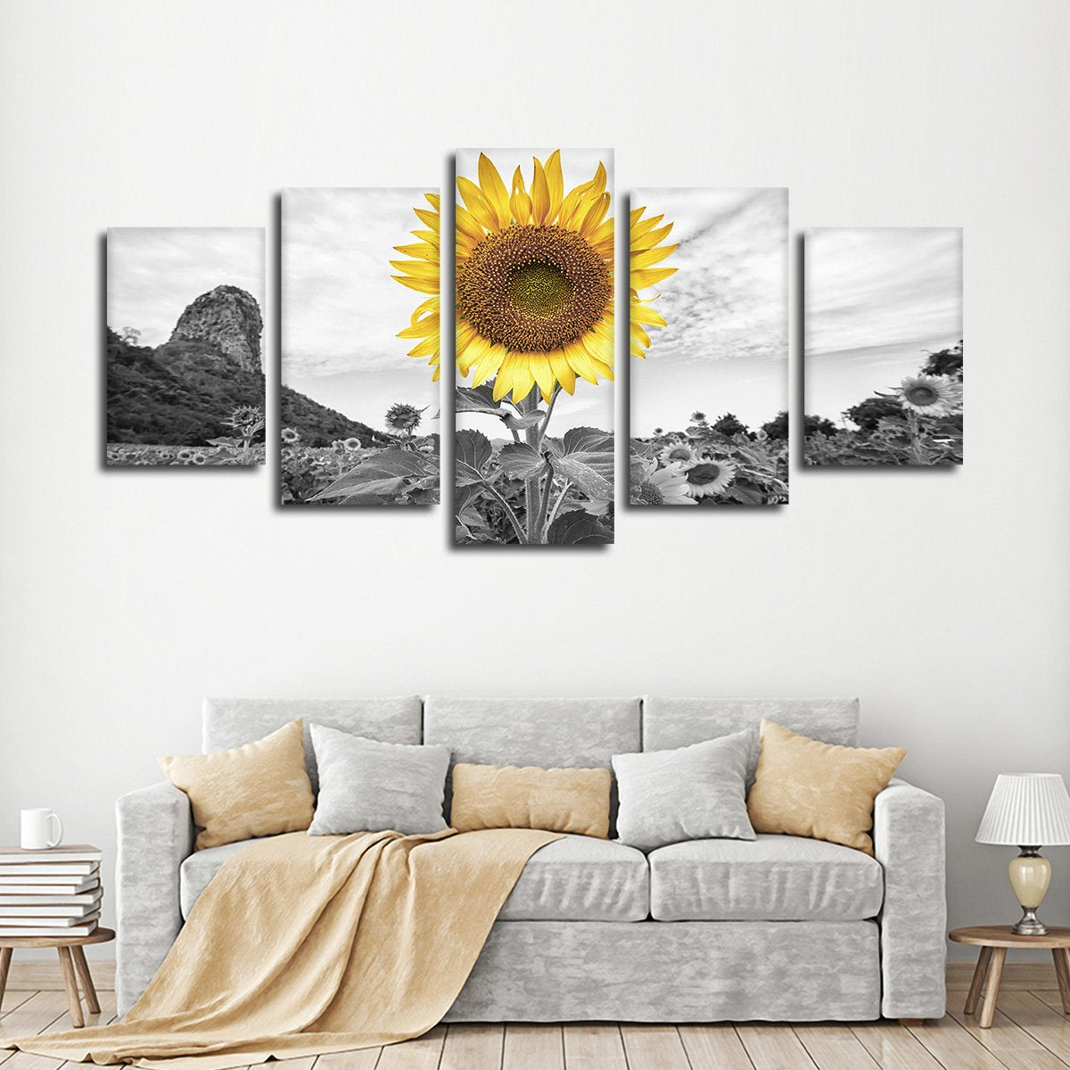 Golden Sunflower Pop Multi Panel Canvas Wall Art
