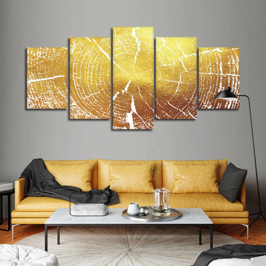 Golden Tree Rings Multi Panel Canvas Wall Art