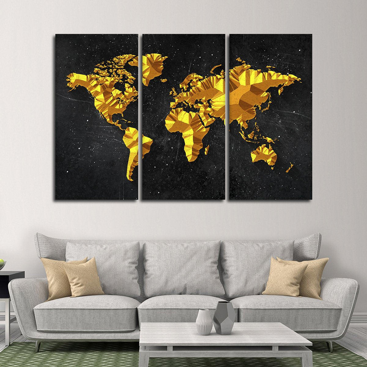 Golden World Multi Panel Canvas Wall Art