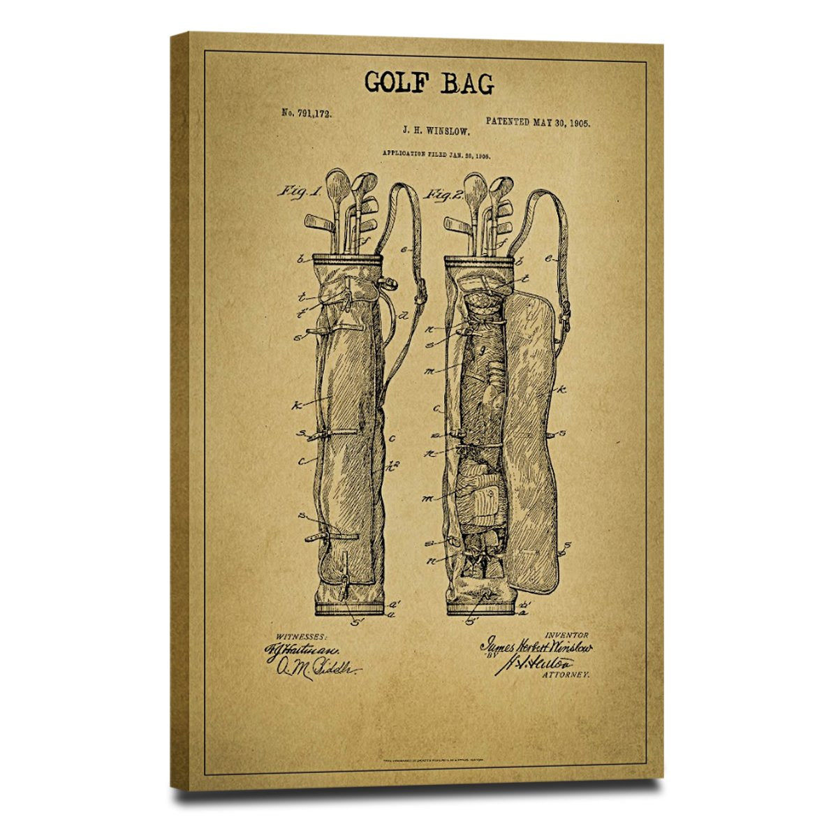 Golf Bag Patent Canvas Wall Art