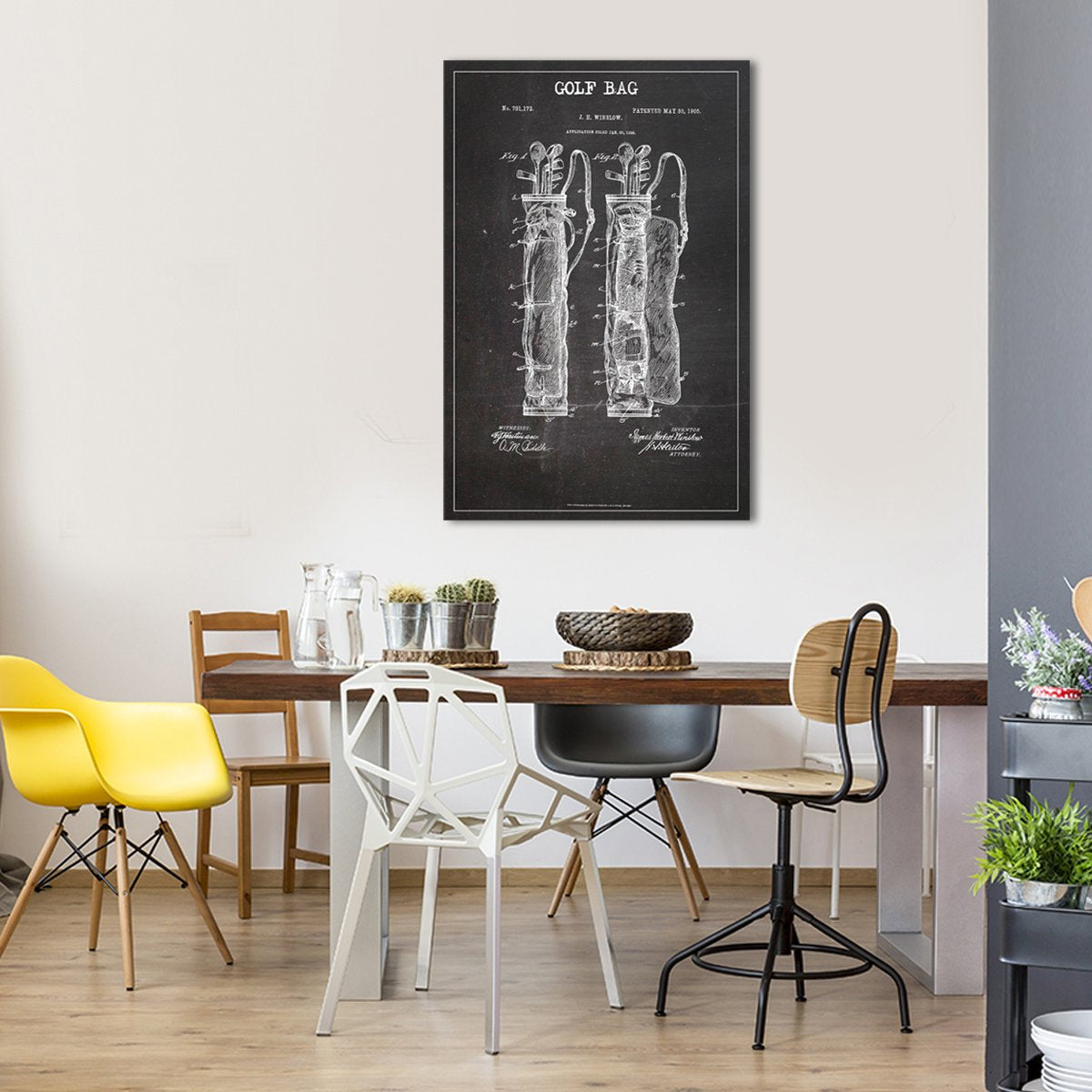 Golf Bag Patent BW Canvas Wall Art