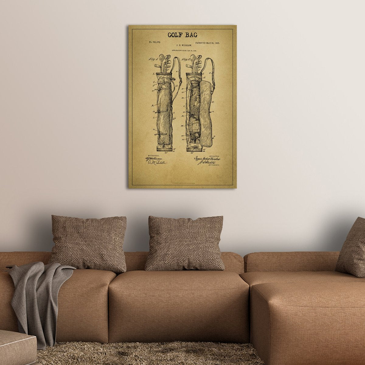 Golf Bag Patent Canvas Wall Art