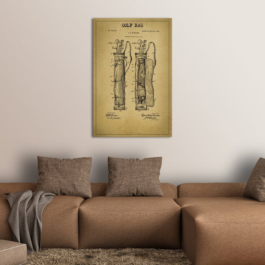 Golf Bag Patent Canvas Wall Art