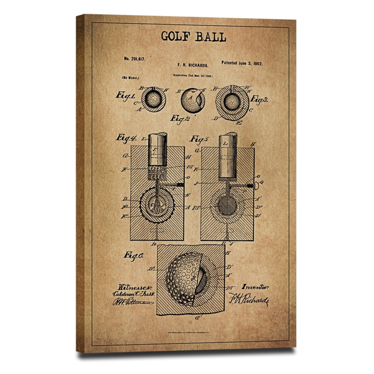 Golf Ball Patent Canvas Wall Art