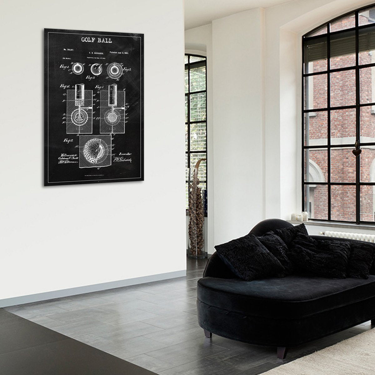 Golf Ball Patent BW Canvas Wall Art