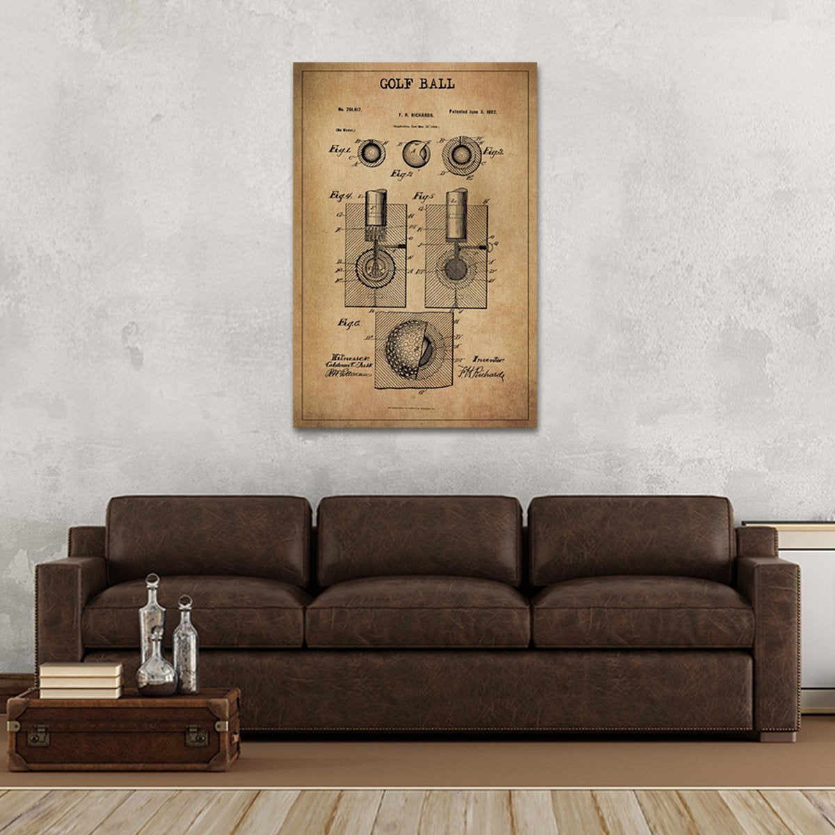 Golf Ball Patent Canvas Wall Art