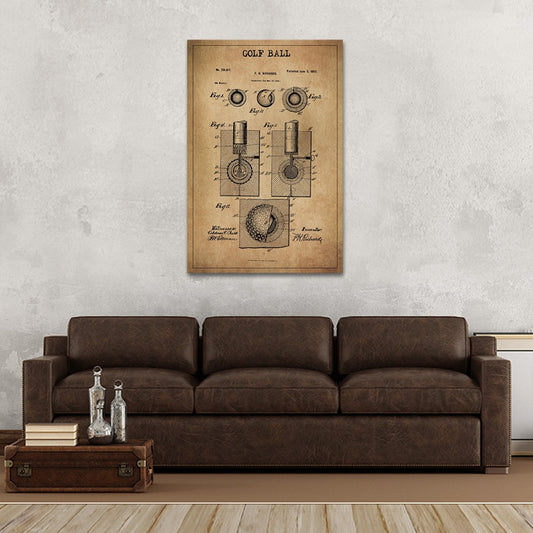 Golf Ball Patent Canvas Wall Art
