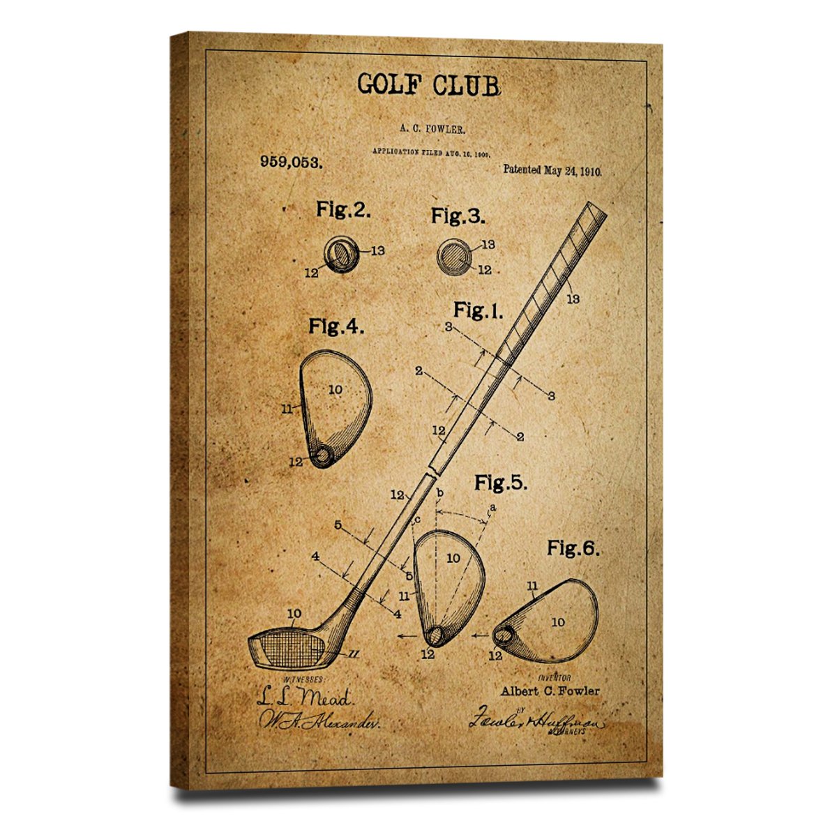 Golf Club Patent Canvas Wall Art